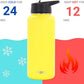 DRINCO Stainless Steel Water Bottle Spout Lid Vacuum Insulated Double Wall Water Bottle Wide Mouth (40oz 32oz 22oz 18oz 14oz) Leak Proof Keeps Cold or Hot (32 oz, 32oz Illuminating Yellow)