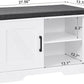 2-Tier Storage Bench, Shoe Bench with Padded Seat Cushion, Entryway Bench with 2 Barn Doors, Adjustable Shelf, 13.8" D x 27.6" W x 17.7" H, for Entryway, Living Room, Bedroom, White