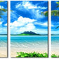 Wieco Art 3 Piece Blue Sea Beach Canvas Prints Modern Stretched Wall Art Seascape Pictures Paintings for Living Room Bedroom Home Decorations Modern Landscape Artwork