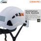 LOHASPRO Hard Hats Construction Safety Helmet with Visor ANSI Z89.1 Approved OSHA Hardhat, Vented Men White Hard Hat with Chin Strap Tree Climbing Arborist Helmet (P1 White+Clear Visor)