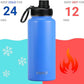 DRINCO Stainless Steel Water Bottle Spout Lid Vacuum Insulated Double Wall Water Bottle Wide Mouth (40oz 32oz 22oz 18oz 14oz) Leak Proof Keep Cold Sport Camping Hiking (32 oz, 32oz Royal Blue)