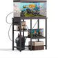 20-29 Gallon Fish Tank Stand with Power Outlet & LED Light, Metal Aquarium Stand with 3 Tier Adjustable Storage Shelves, Tank Stand for Reptile Tank, Turtle Tank, 30.7" L*13.8" W, Black