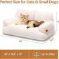 MEWOOFUN Cat Bed for Indoor Cats, Washable Dog Beds for Small Dogs & Cats with Removable Cover, Fluffy Cat Couch with Non-Slip Bottom (Beige, 26.0" L X 19.0" W X 13.0" Th)