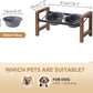 6.3inch Ceramic Adjustable Raised Double Bowls Set with Stand, 3 Heights Elevated, 2 Placement Options,Food and Water Bowls for Adult Cat Small and Medium Dog(Reactived Glaze -Grey)