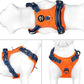 PHOEPET No Pull Dog Harness, Unique Colors Reflective Adjustable Dog Vest, with Soft Training Handle Metal Clips for Small Medium Large Dogs (Orange Base & Blue Straps,S)