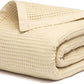 Salt Earth GOTS Certified 100% Organic Cotton Throw Blanket, 90" X 90" Waffle Blankets & Throws for Bed, Throw Blanket for Couch, Modern and Cozy Blanket, All Season, Comfy & Soft Blanket (Parchment)