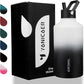Insulated Water Bottle 64oz,Triple Wall Vacuum Stainless Steel(Dishwasher Safe),Leak Proof & Non-BPA,Flask Jug with Paracord Handle & Straw Spout Lids Sports