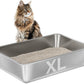 Stainless Steel Litter Box -6in High Sided,XL Metal Cat Litter Box for Big Cats Easy to Clean, Cat LitterBox Metal Pet Toilet for Adult Big Cats,Non Stick, No Smell,23.6"x15.8"x6"