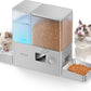 Rojeco 36Cups/8.5L Pet Automatic Cat Feeder and Gravity Water Dispenser,Stainless Steel Bowls 2-in-1 Set Large Capacity 5L Food Feeder and 3.5L Water Fountain for Cats,Pets,Small Dogs,Grey