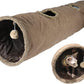 Cat Tunnel for Indoor Cats, 51×12 inch Foldable Big Cat Tunnel, Brown Suede Pet Tunnels with Two Peepholes and a Bubble Ball