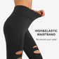 DIBAOLONG Womens High Waist Yoga Pants Cutout Ripped Tummy Control Workout Running Yoga Skinny Leggings