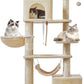Taoqimiao Cat Tree, 71-Inch Cat Tree Cat Tower for Indoor Cats, Plush Multi-Level Cat Condo with 10 Scratching Posts, 2 Perches,Basket, 2 Caves,Hammock, 2 Pompoms,MS020M Beige