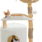 PAWZ Road Cat Tree for Indoor Cats Large Adults,38 Inches Modern Cat Tree Tower with Spacious Wicker Basket,Natural Solid Wood Scratching Posts,Curved Bed,Luxury Cat Condo for Large Cat