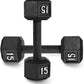 WF Athletic Supply Cast Iron Solid Hexagon Gray/Black Dumbbells, Strength Training Free Weights Set of 2 for Women and Men, Hand Weights Sold by Pairs, Multi-Select Size Options Available