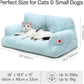 MEWOOFUN Cat Bed for Indoor Cats, Washable Dog Beds for Small Dogs & Cats, Fluffy Cat Couch with Non-Slip Bottom (Blue, 26.0" L x 19.0" W x 13.0" Th)