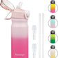 Insulated Water Bottle with Straw and Carry Loop,18 oz Stainless Steel Double Wall Vaccum Metal Water Flask with Leak-proof Lid,Cherry