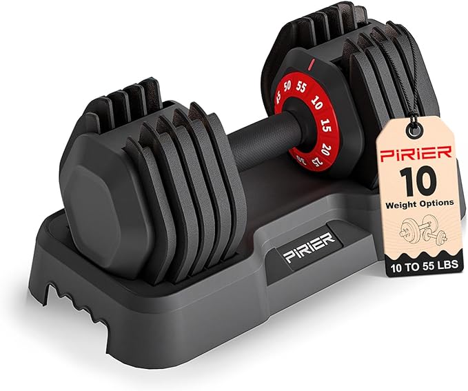 Adjustable Dumbbell Set 55LB Dumbbells Weight, 10-in-1 Weight Dumbbell with Anti-Slip Metal Handle and Bicep Supports for Comprehensive Full Body Strength Training