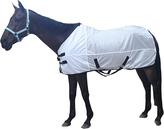 Comfy Mesh Horse Fly Sheet Equine Summer Sheets Stand Neck White 81