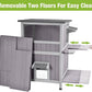 GUTINNEEN Outdoor Cat House Weatheproof Feral Cat Shelter Wooden Cat Condo for Winter with Escape Doors（AIR14）