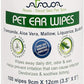 Arava Ear Cleaner Wipes for Dogs Cats Puppies Kittens - 100 Count - Natural Medicated Cleansing Deodorizer - Removes Dirt Wax - Pet Wipes for Cat Ear Cleaning, Dog Ear Cleaner