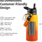 32 oz Insulated Water Bottle with Straw (Cold for 48 Hrs), Stainless Steel Triple Wall Vacuum Sports Water Jug, Leakproof Hydro Cup Flask with Paracord Handle & Straw Spout Lids & DIY Stickers