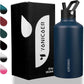 Insulated Water Bottle 64oz,Triple Wall Vacuum Stainless Steel(Dishwasher Safe),Leak Proof & Non-BPA,Flask Jug with Paracord Handle & Straw Spout Lids Sports