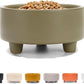 Waggo Uplift Ceramic Dog Bowl for Small Medium and Large Breeds - Heavyweight and Durable Pet Food and Water Dish Crock, Dishwasher Safe, Modern, Elevated Feeder (Olive, Small)