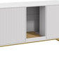 Litter Box Enclosure for 2 Cats, Fluted Hidden Cat Litter Box Furniture with Scratch Pad and Metal Legs, Modern Double Room Kitty House for Living Room, Washroom, 47.2”L x 17.7”W x 25.9”H, White