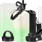 Water Bottle Insulated 32oz 40oz 64oz 128oz Straw Lid Spout Lid & 3 Lids, Leak Proof, Vacuum Insulated,Stainless Steel Water Bottle Wide Mouth for Sports, Gym or Office
