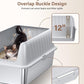 Cat Litter Box Stainless Steel XL with Lid, Enclosed Metal Extra Large Litter Box Pan High Sided with Scoop for Big Cats, Non-Sticky, Anti-Urine Leakage, Easy Cleaning