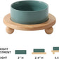 Ceramic Elevated Cat Food and Water Bowl, Kitty Bowl, Raised Cat Dish, Pet Feeder (5.1 in,1 x Dark Green + Stand)