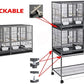 Combo Breeding Stacker Center Divided Breeder Bird Flight Double Rolling Cage with Side Breeding Nest Door (Black Vein, Triple Stack)