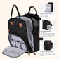 BabbleRoo Extra Large Diaper Bag Backpack, Expandable Baby Bag with Up to 50% More Capacity - Travel Essentials Baby Bag Tote with Changing Pad, Stroller Straps & Pacifier Case - Unisex, Black