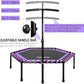 ONETWOFIT 48" Silent Mini Trampoline with Adjustable Handle Bar Fitness Trampoline Bungee Rebounder Jumping Cardio Trainer Workout for Adults