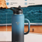 40 oz Insulated Water Bottle with Straw and Lid, Food-grade Double Wall Vacuum Stainless Steel Flask with Handle,Leakproof Metal Travel Jug With Pouch and Brush,Keep Cold & Hot,Indigo Black