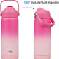 Insulated Water Bottle with Straw Lid,18 oz Stainless Steel Vacuum Metal Bottle with Silicone Handle,Cherry Blossom