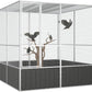 Steel Bird Cage, Large Flight King Bird Cage for Cockatiels African Grey Quaker Amazon Sun Parakeets Green Cheek Conures Pigeons Parrot Bird Cage Birdcage, Anthracite 84.1"x85.6"x83.3"