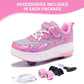 Wooowyet Roller Skate Shoes for Kids Boys Girls Rechargealbe Wheels Sneakers Fashion Roller Wheeled