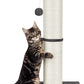 PAWSCRAT Cat Scratching Post 32" Tall, Large Diameter Natural Sisal Cat Scratch Post with Dangling Ball, Scratch-Resistant and Durable Tall Cat Scratcher for Indoor Cats, Protect Your Furniture, Grey