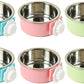 kathson Crate Dog Bowl, Removable Stainless Steel Hanging Pet Cage Bowl Food & Water Feeder Coop Cup for Cat, Puppy, Birds, Rats, Guinea Pigs 6pcs(2×Blue,2×Green,2×Pink)