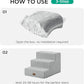 Made4Pets Dog Stairs for Small Dogs, Extra Wide Dog Steps for Bed Couch Sofa and Chair, 35D Foam Pet Steps for Small Dogs and Cats, Non-Slip Bottom Pet Stairs, Light Grey, 3 Steps