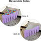 RIOUSSI Guinea Pig Hideout Hideaway Corner Fleece Toys Cage Accessories with Reversible Sides, Heart/Gray-Pink+Purple, Pack of 2