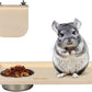 Chinchilla Wooden Platform Set, Pet Cage Platform with Feeding Bowl, Small Animals Cage Accessories for Chinchilla Squirrel Gerbil Suger Glider Hamsters (Feeding Platform + Small Platform)