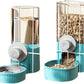 Hanging Automatic Bunny Food Water Dispenser, Gravity Rabbit Cage Feeder and Water Dispenser Ferret Cages Accessories, Cage Cat Food Bowl, for Chinchilla Guinea Pig Hedgehog (Blue)