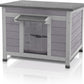 GUTINNEEN Outdoor Cat House Wooden Rabbit Hutch Outside Feral Cat Shelter Bunny Cage Guinea Pig Habitat Weatherproof(AIR12)