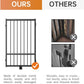 Full Metal Freestanding Dog Gate with Door, 24'' Height Foldable Pet Dog Fence for Indoor & Outdoor, 2 Panels Extra Wide Free Standing SmallDog Gates for Doorways,House,Stairs,Porch,Deck,Yard