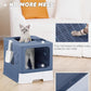 Enclosed Cat Litter Box, Large Litter Box for Big Cats, Covered Kitty Litter Boxes with Lid, Top Entry Cat Box Enclosure with Scoop, Odor Control, Easy to Clean(Blue)