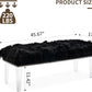 46 Inch Black Bedroom Bench, Benches for Bedroom White Faux Fur Upholstered Bed end Bench, Tufting Bench Indoor Bench with Acrylic Legs for Living Room Bedroom Dining Room Entryway, Black