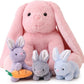 5 Pieces Rabbit Stuffed Animals for Girls,1 Mommy Rabbit with 4 Babies,Plush Bunny Stuffed Toy Gifts for Kids Children 3 4 5 6 7 8 9 Years,Soft Stuffed Bunny for Christmas,Birthday,Party Decorations