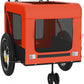 Tidyard Pet Bike Trailer Orange and Black Oxford Fabric and Iron Pet Bicycle Carrier, Animal Bike Stroller for Cat, Puppy, Dog, Outdoor, Travel Style C